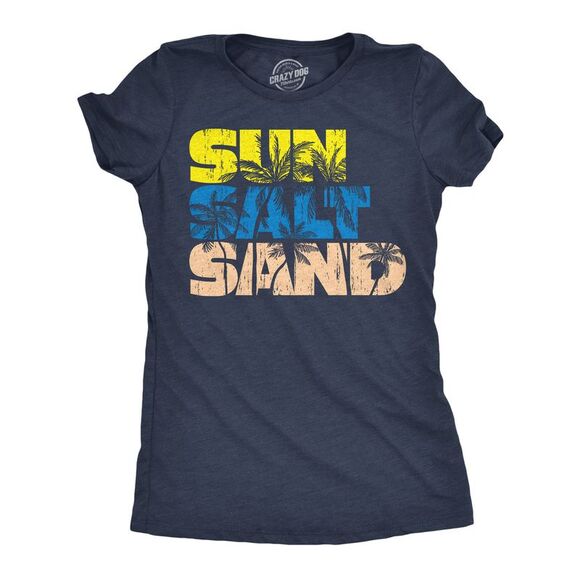 Crazy Dog T-Shirts Tops - Womens Funny T Shirts Sun Salt Sand Sarcastic Vacation Graphic Tee For Ladies
